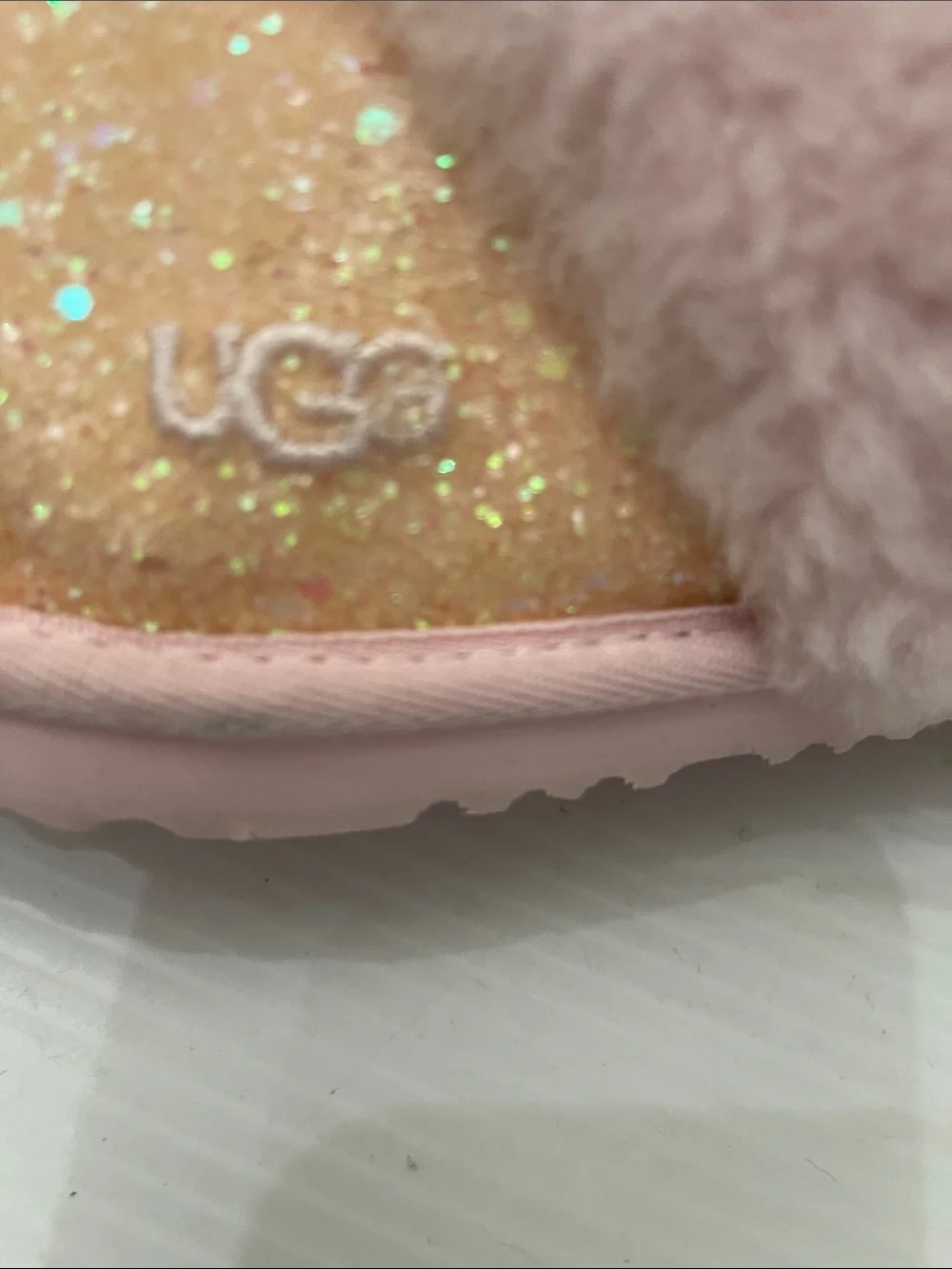 UGG Winter Pink Glitter Slippers Girls Size 3
